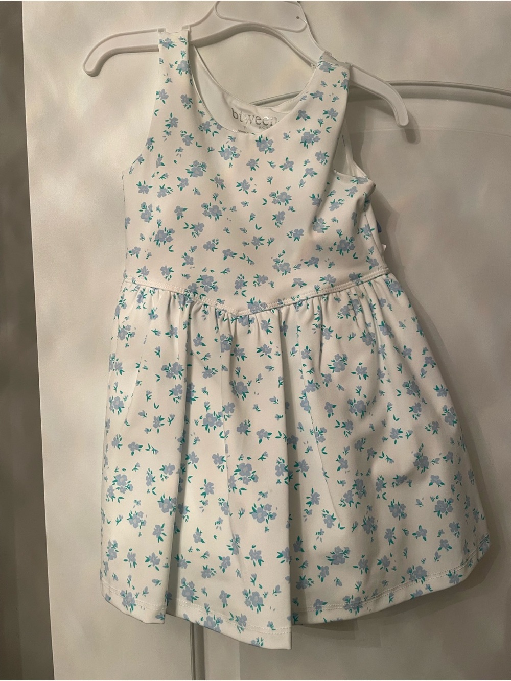 btween White Dress with Blue Floral Print